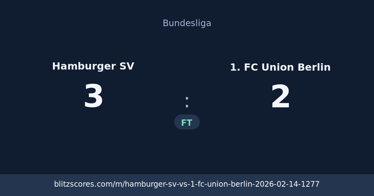 Hamburger SV vs 1. FC Union Berlin score card