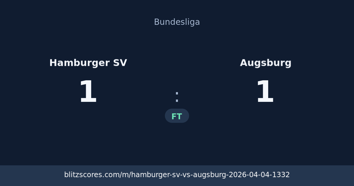 Hamburger SV vs Augsburg score card
