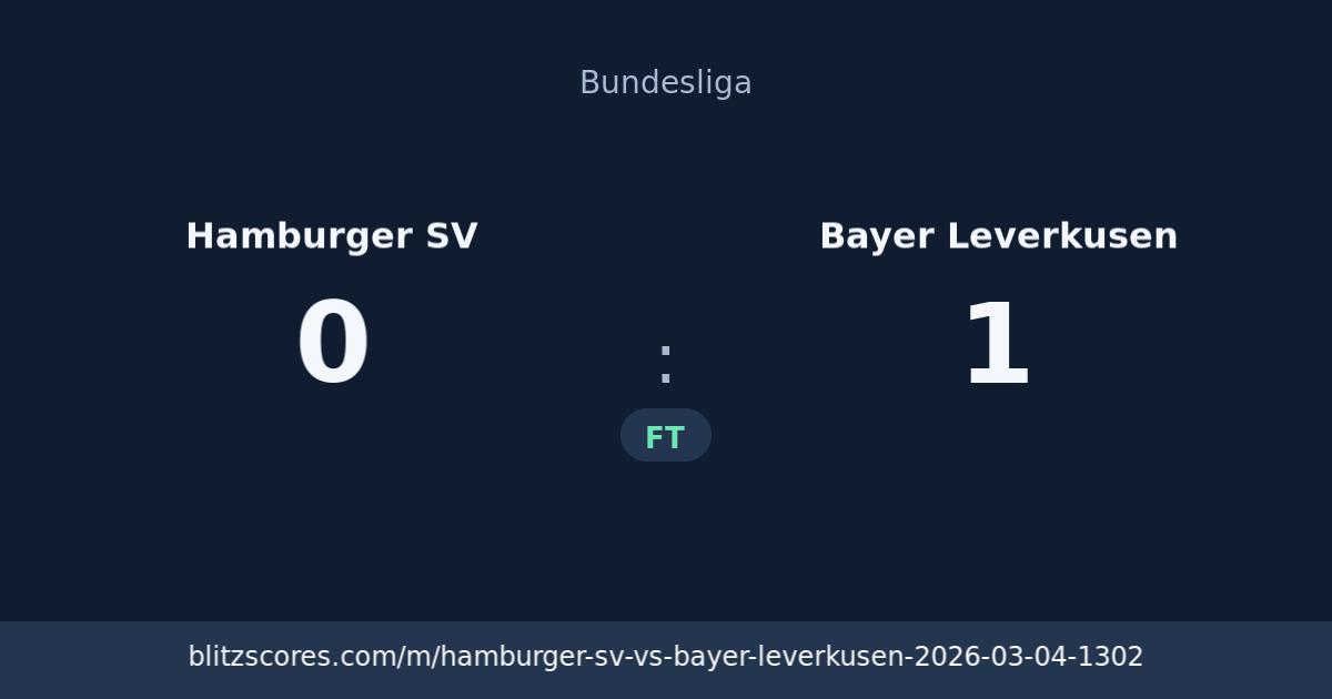 Hamburger SV vs Bayer Leverkusen score card