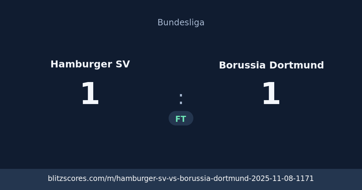 Hamburger SV vs Borussia Dortmund score card