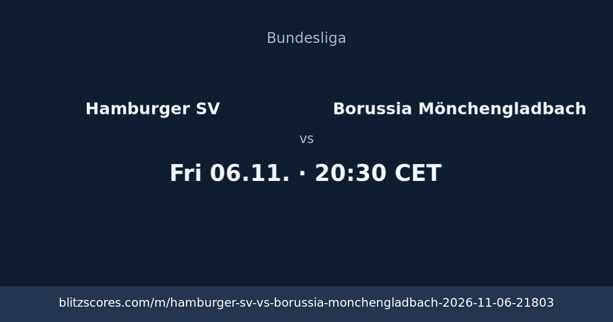 Hamburger SV vs Borussia Mönchengladbach score card