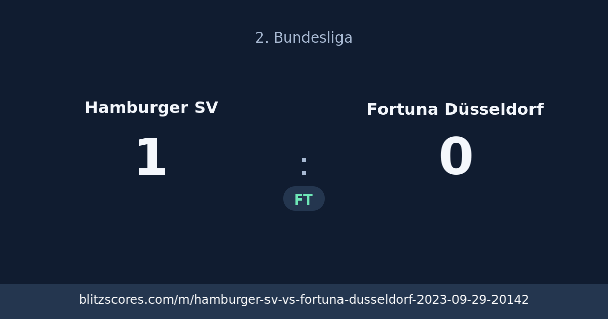 Hamburger SV vs Fortuna Düsseldorf score card