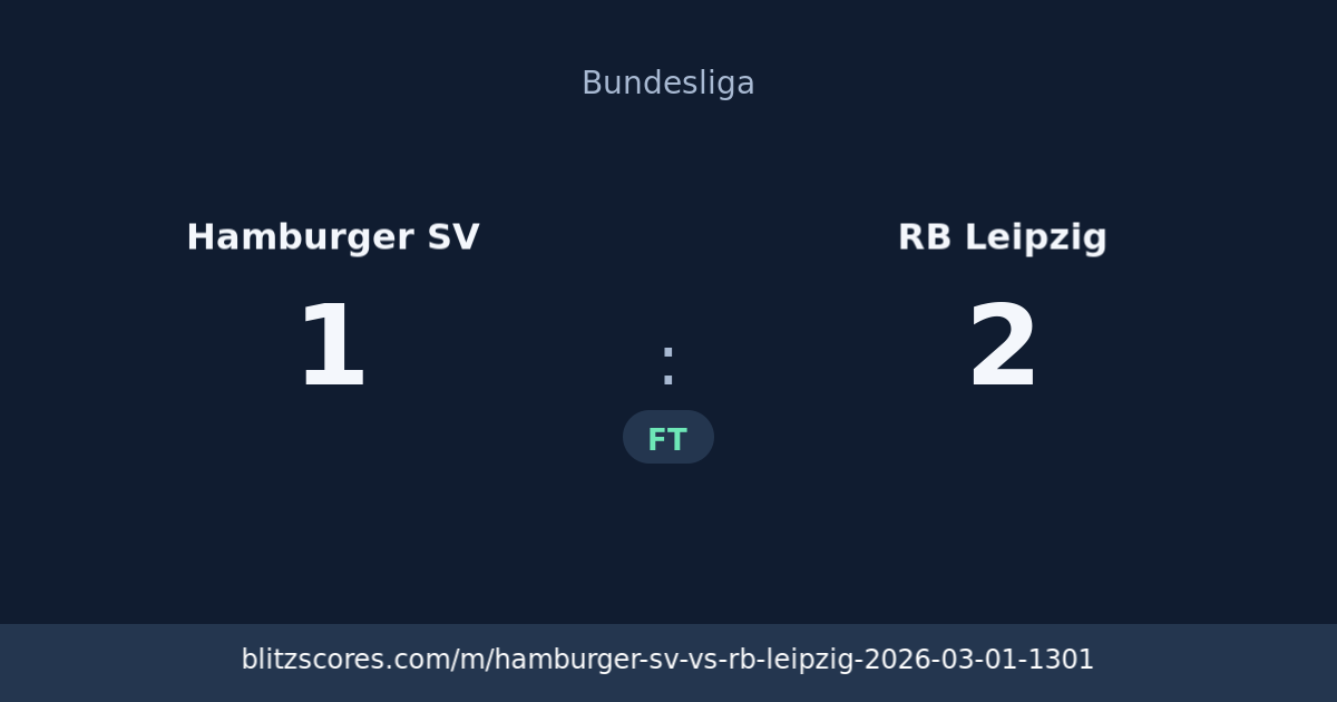 Hamburger SV vs RB Leipzig score card