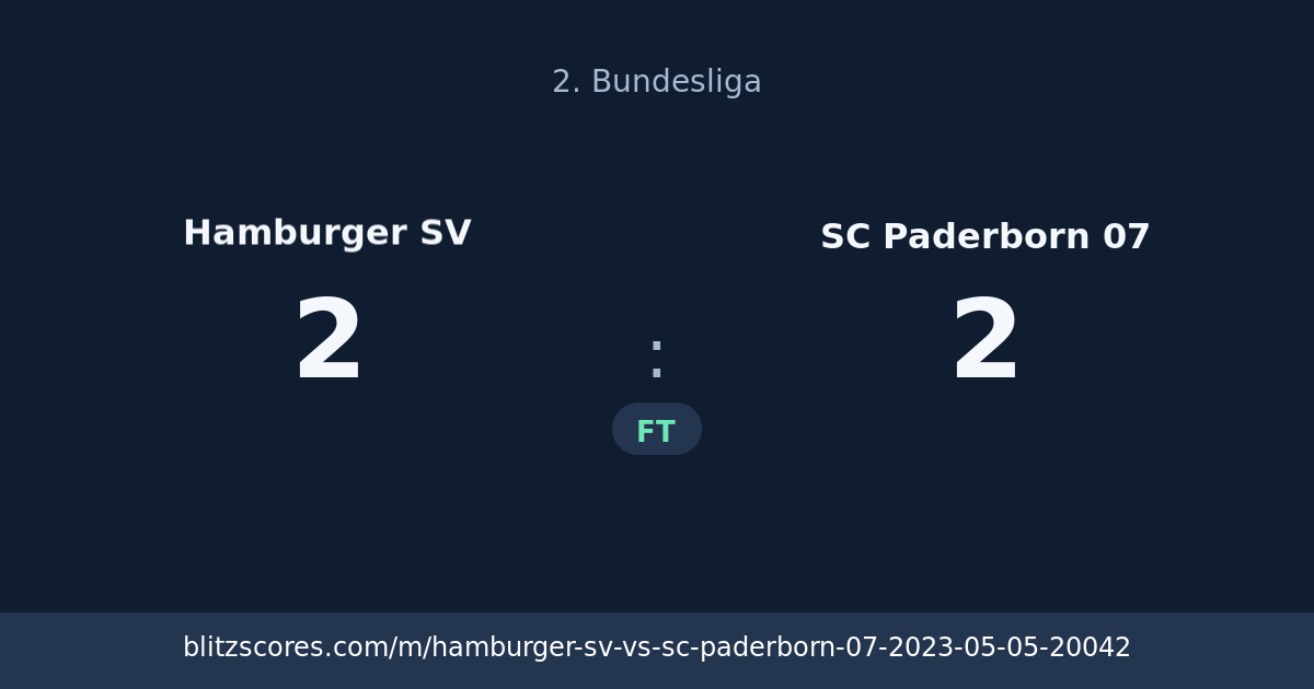 Hamburger SV vs SC Paderborn 07 score card