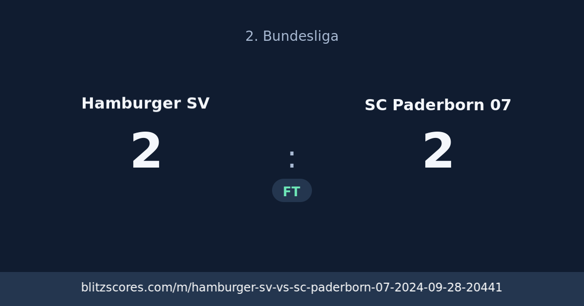 Hamburger SV vs SC Paderborn 07 score card