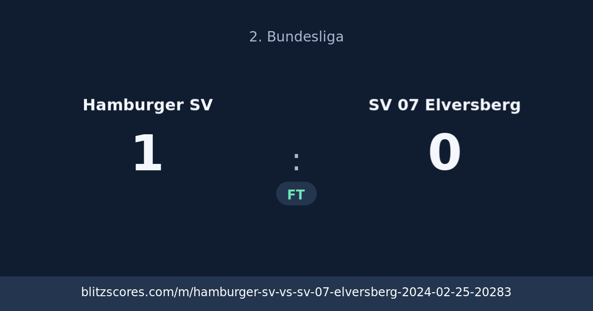 Hamburger SV vs SV 07 Elversberg score card