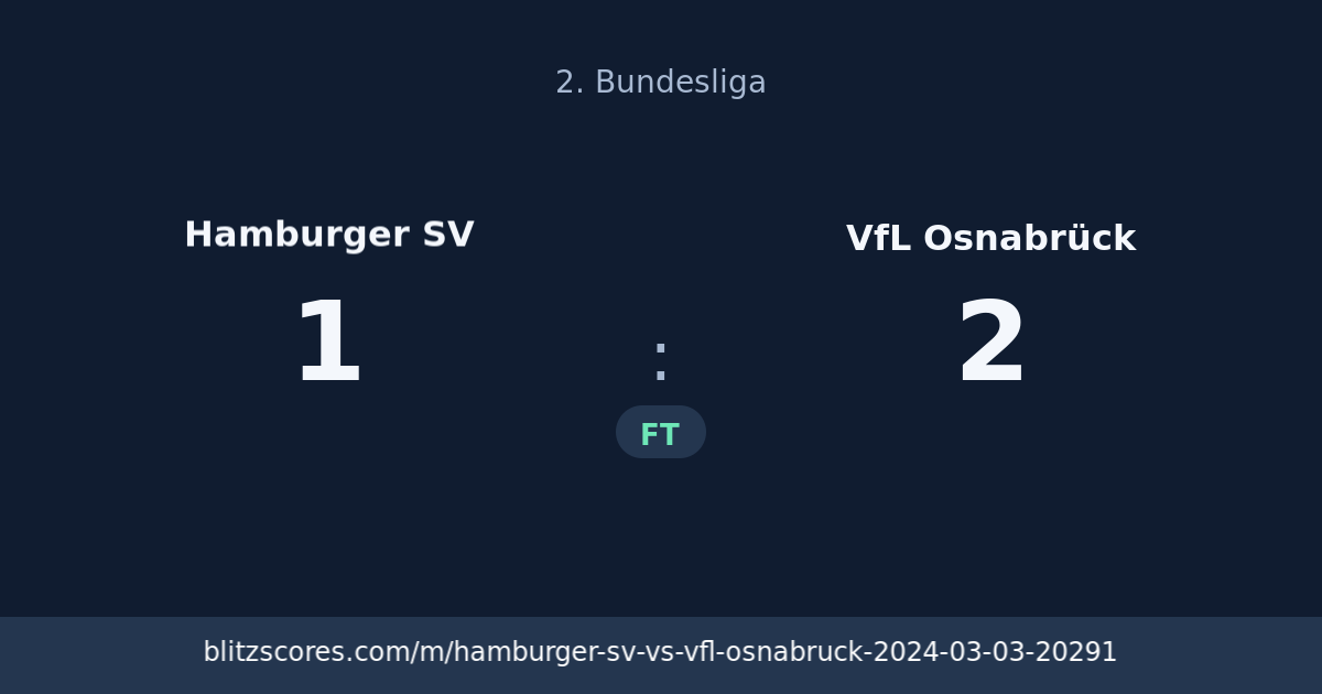 Hamburger SV vs VfL Osnabrück score card