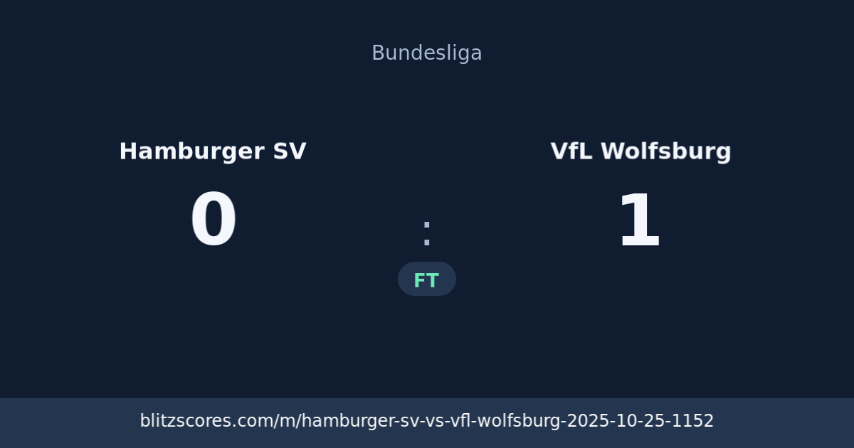 Hamburger SV vs VfL Wolfsburg score card
