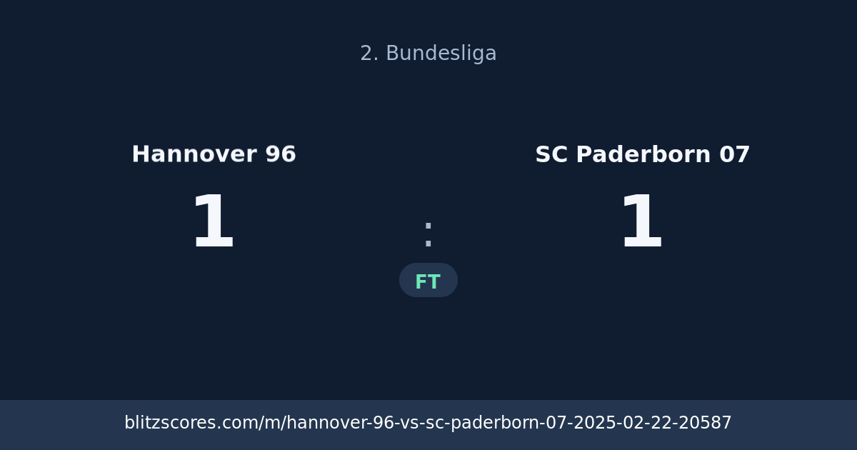 Hannover 96 vs SC Paderborn 07 score card