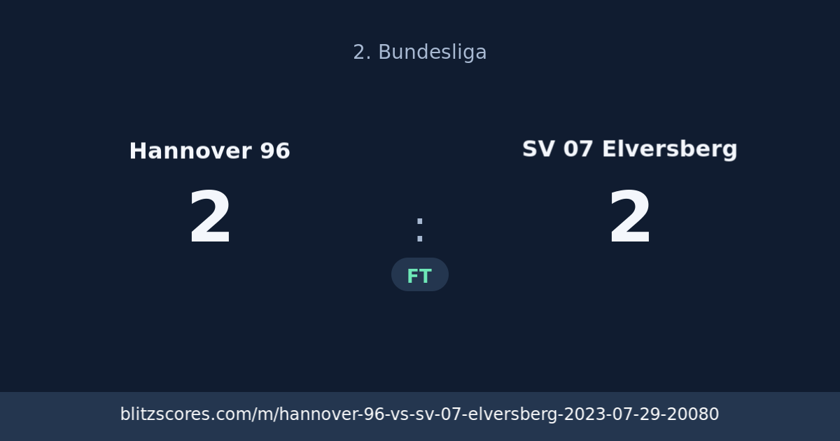 Hannover 96 vs SV 07 Elversberg score card