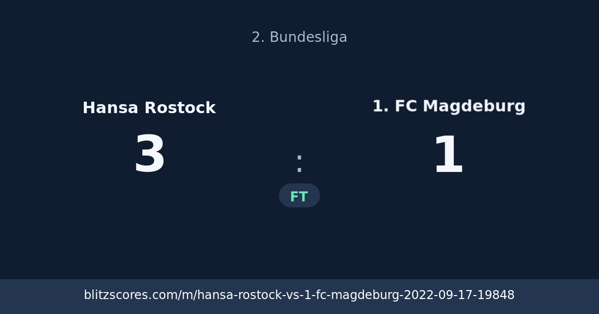 Hansa Rostock vs 1. FC Magdeburg score card