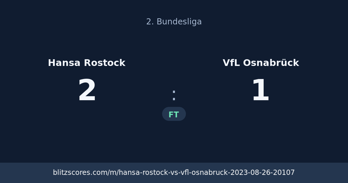 Hansa Rostock vs VfL Osnabrück score card