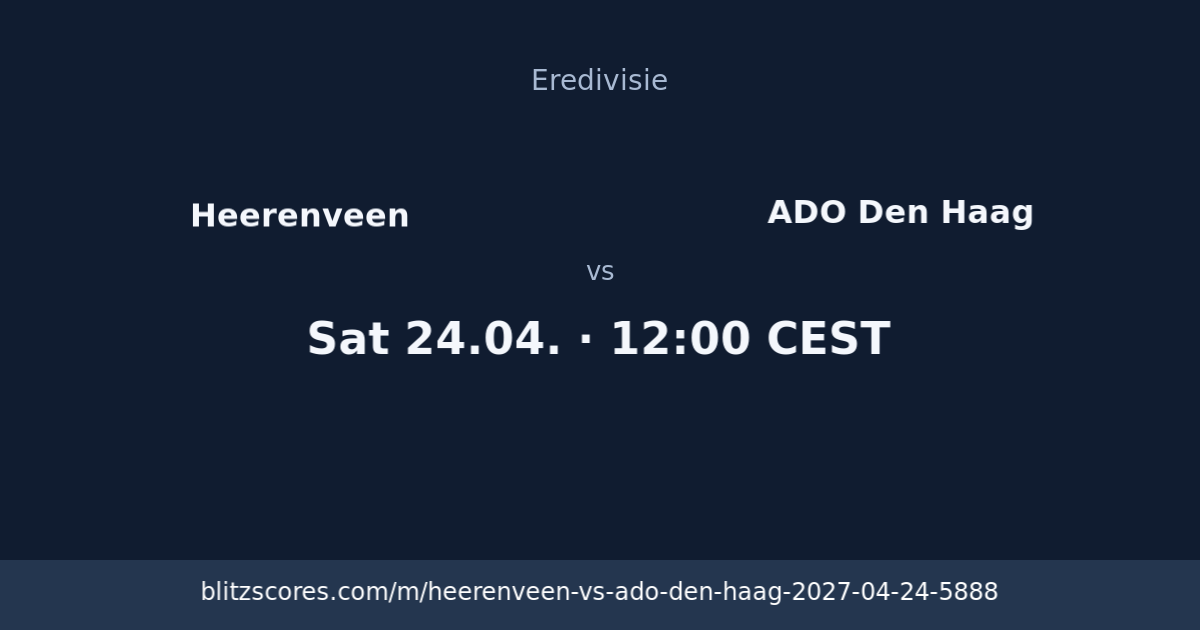 Heerenveen vs ADO Den Haag score card