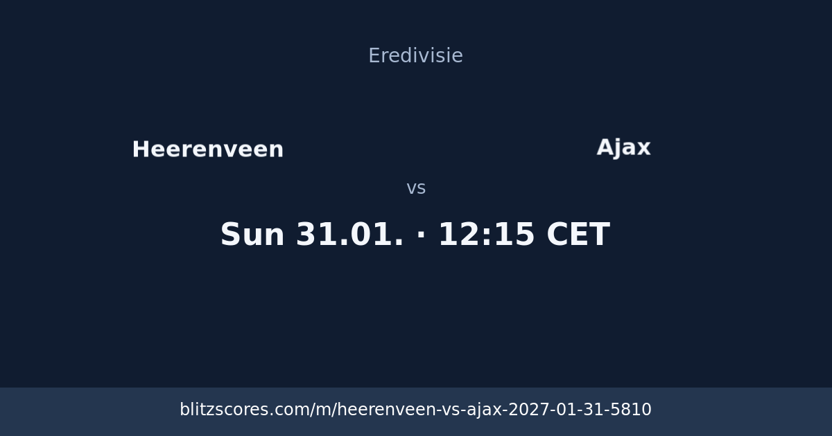 Heerenveen vs Ajax score card