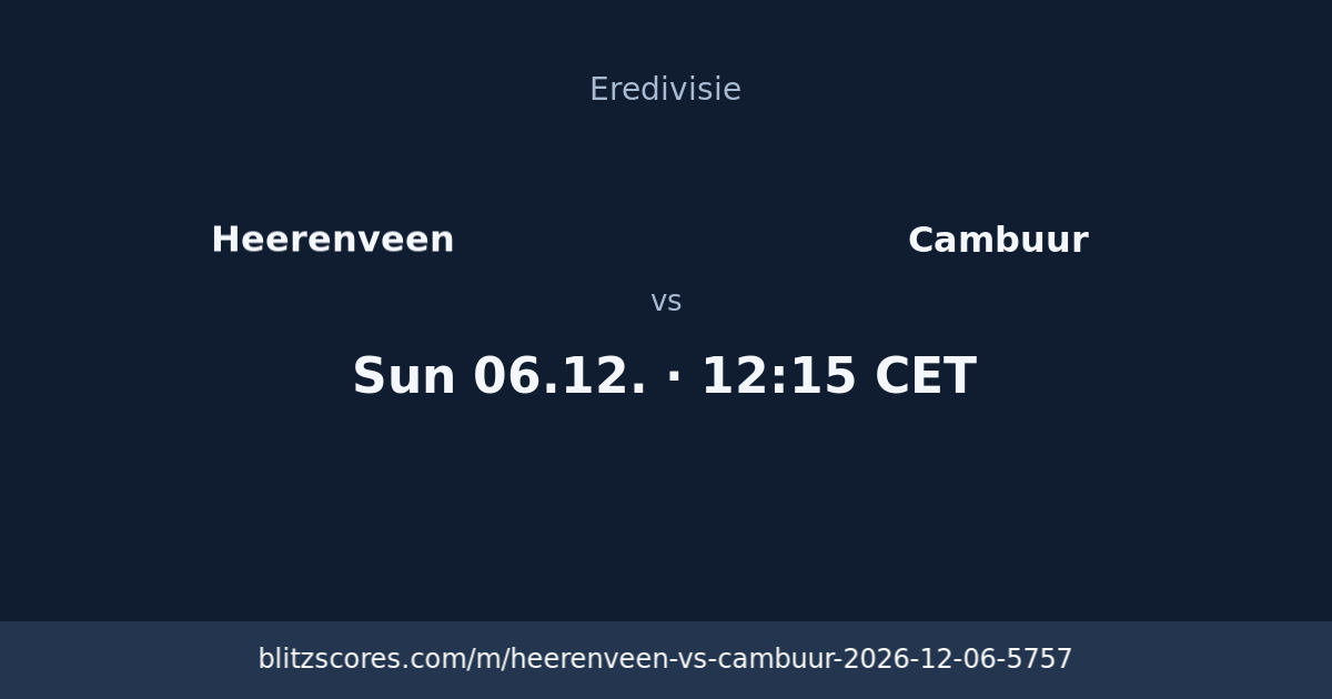 Heerenveen vs Cambuur score card