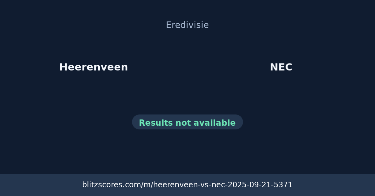 Heerenveen vs NEC score card