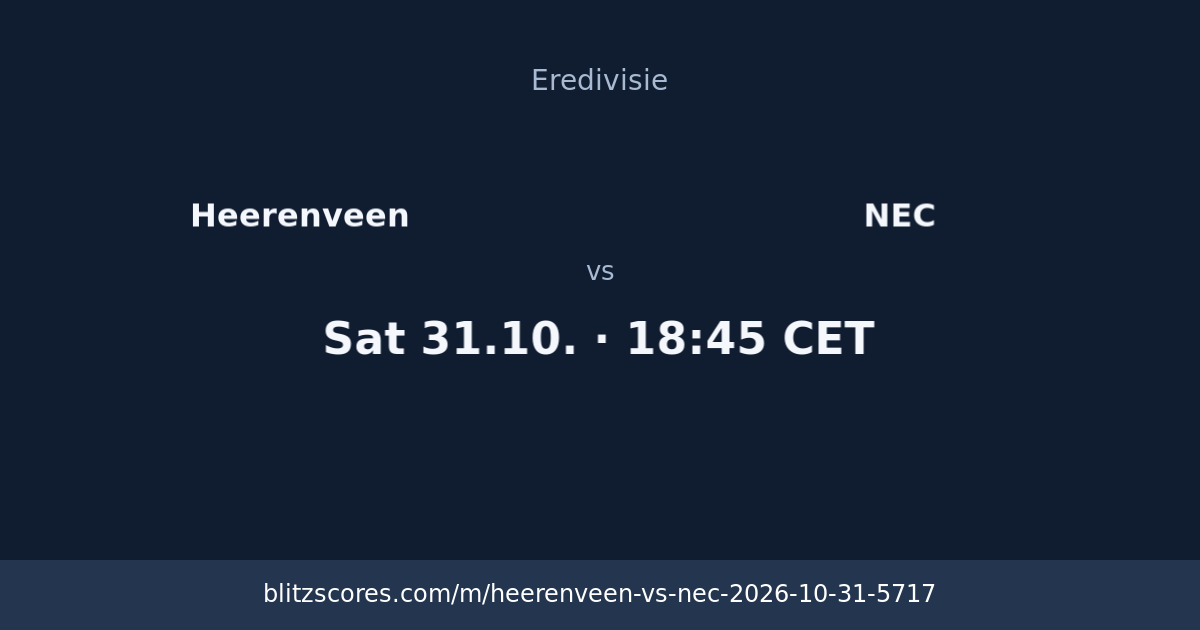 Heerenveen vs NEC score card