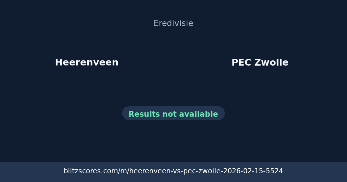 Heerenveen vs PEC Zwolle score card