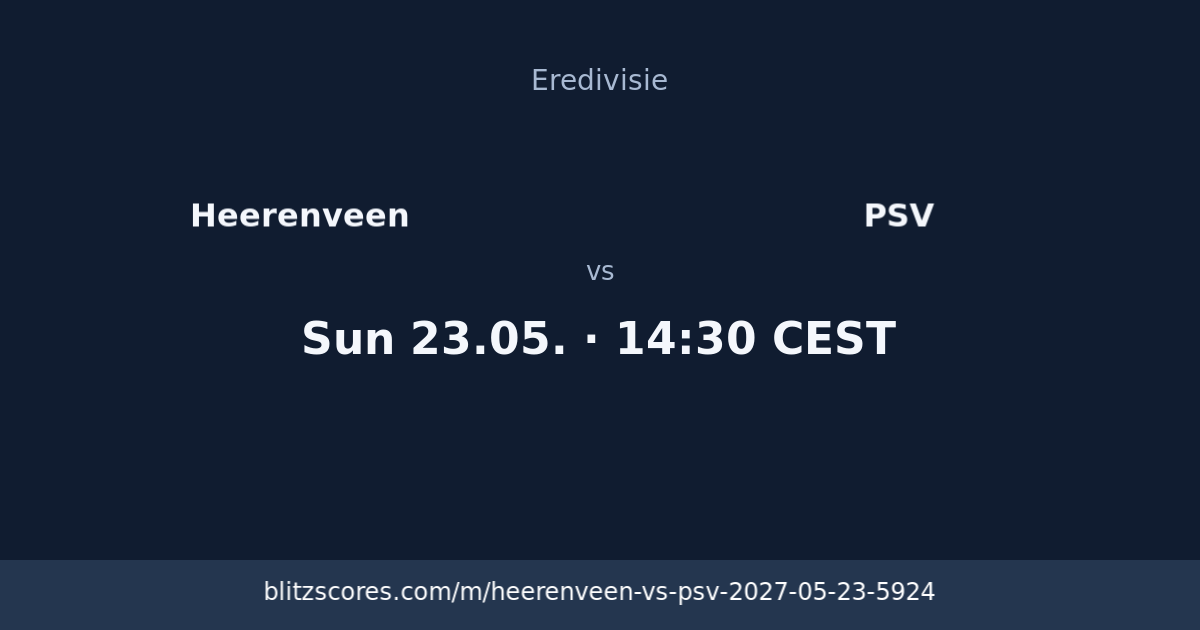 Heerenveen vs PSV score card