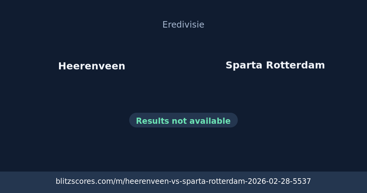 Heerenveen vs Sparta Rotterdam score card