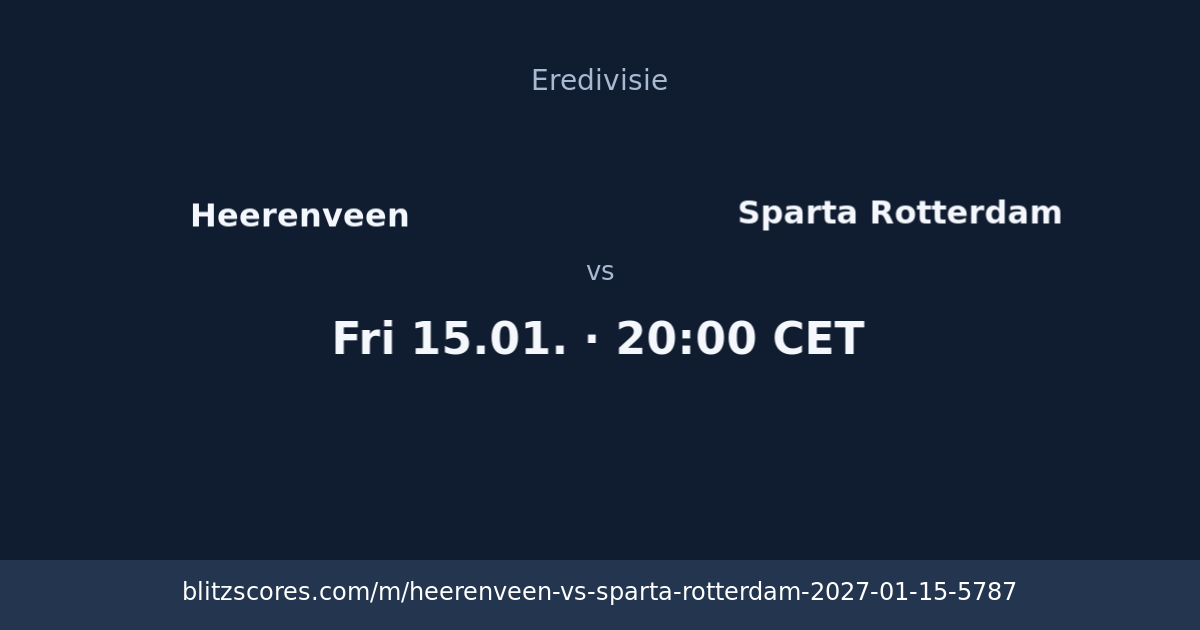 Heerenveen vs Sparta Rotterdam score card