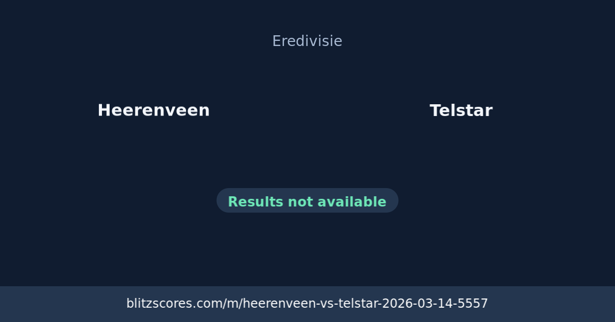 Heerenveen vs Telstar score card