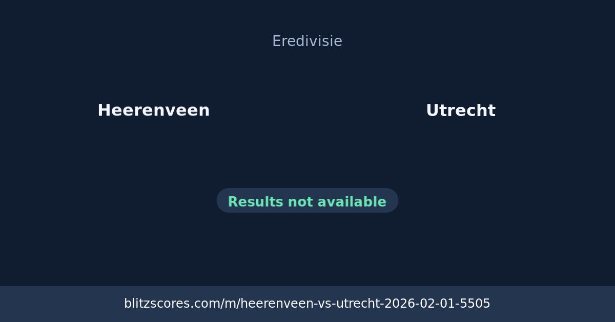 Heerenveen vs Utrecht score card