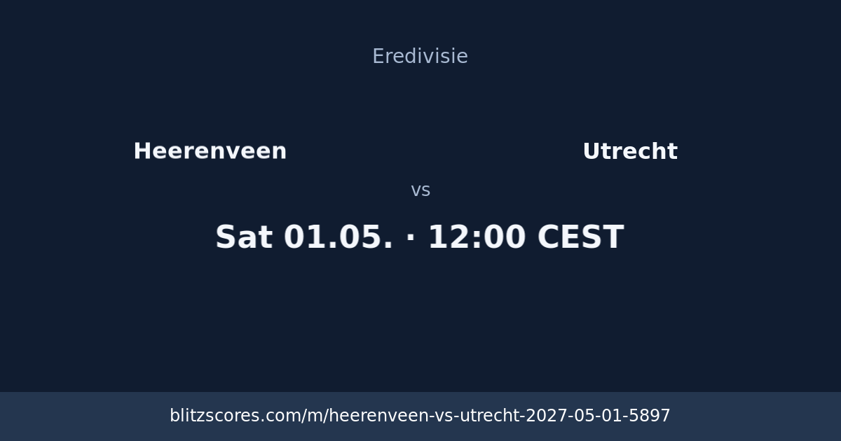 Heerenveen vs Utrecht score card