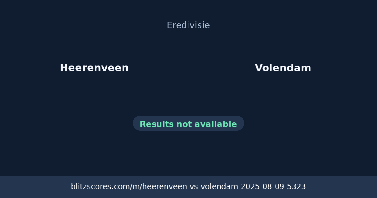 Heerenveen vs Volendam score card