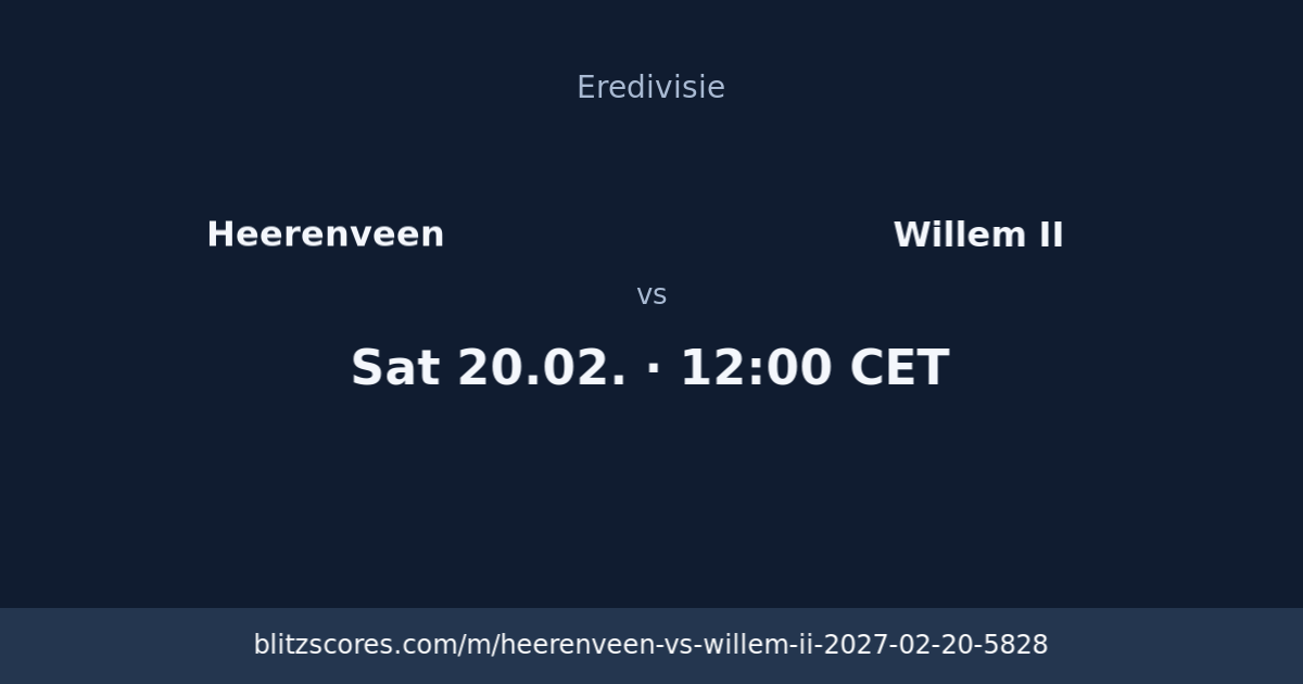 Heerenveen vs Willem II score card