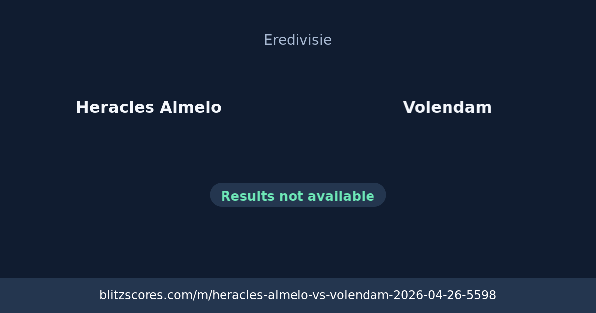 Heracles Almelo vs Volendam score card