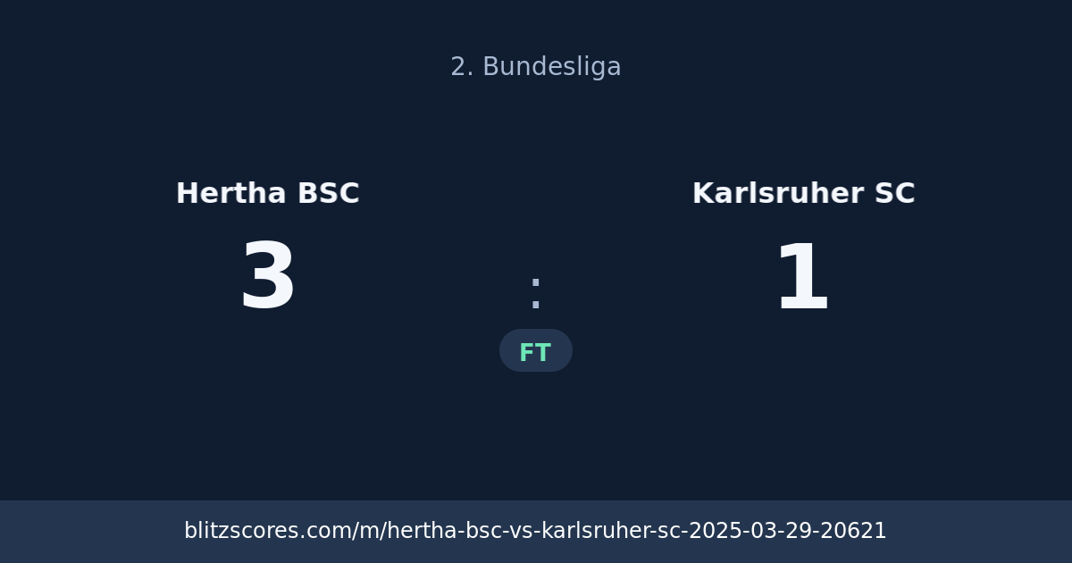 Hertha BSC vs Karlsruher SC score card