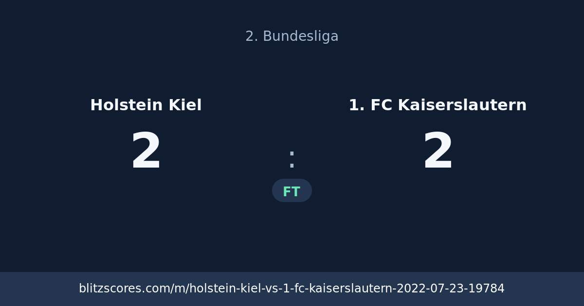 Holstein Kiel vs 1. FC Kaiserslautern score card