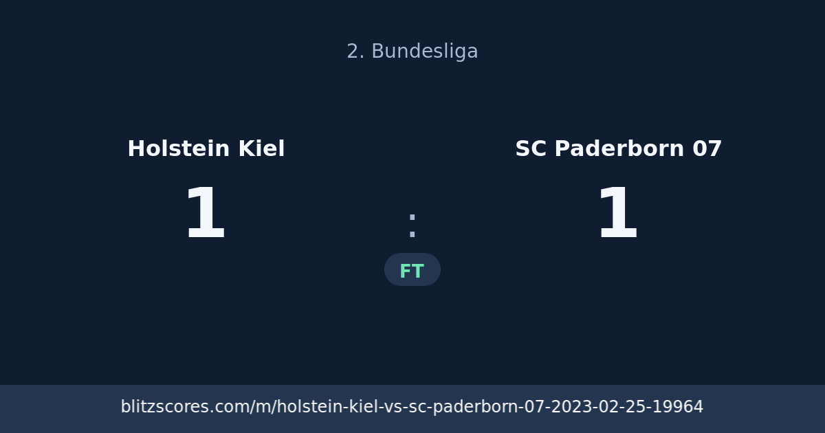 Holstein Kiel vs SC Paderborn 07 score card