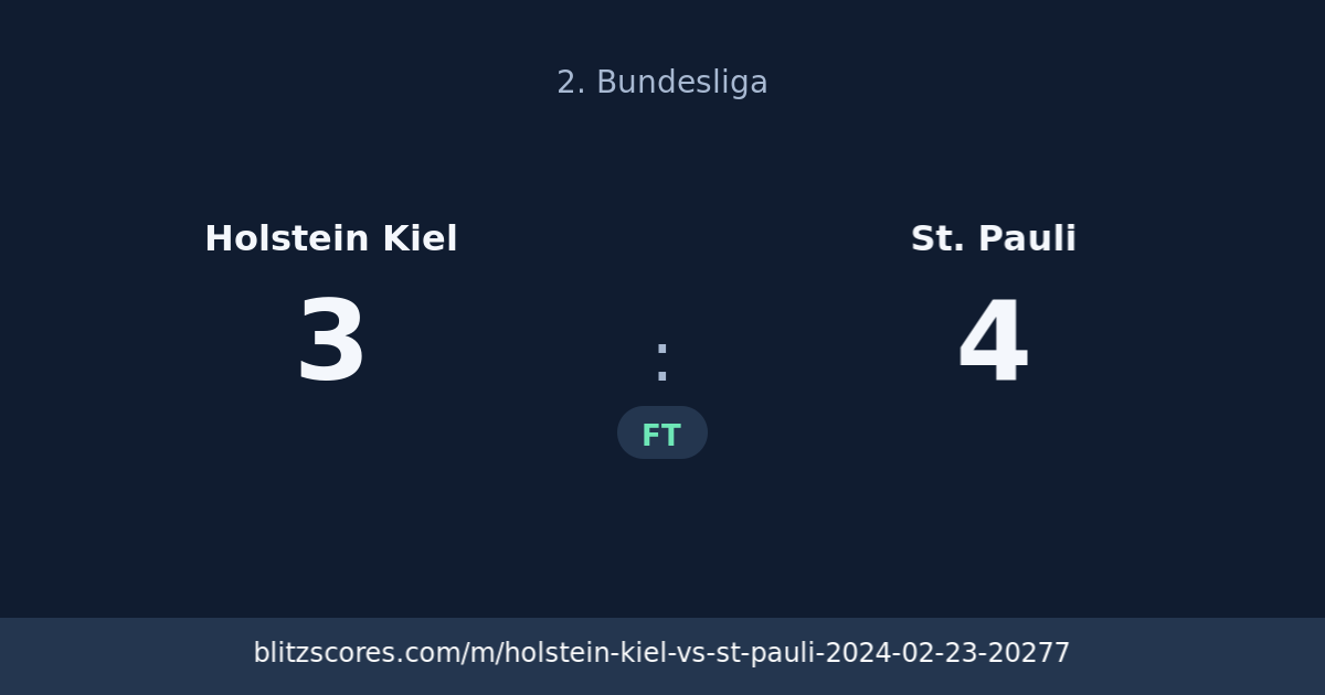 Holstein Kiel vs St. Pauli score card