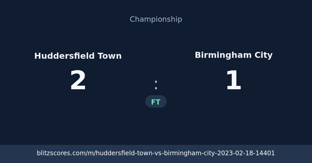 Huddersfield Town vs Birmingham City score card