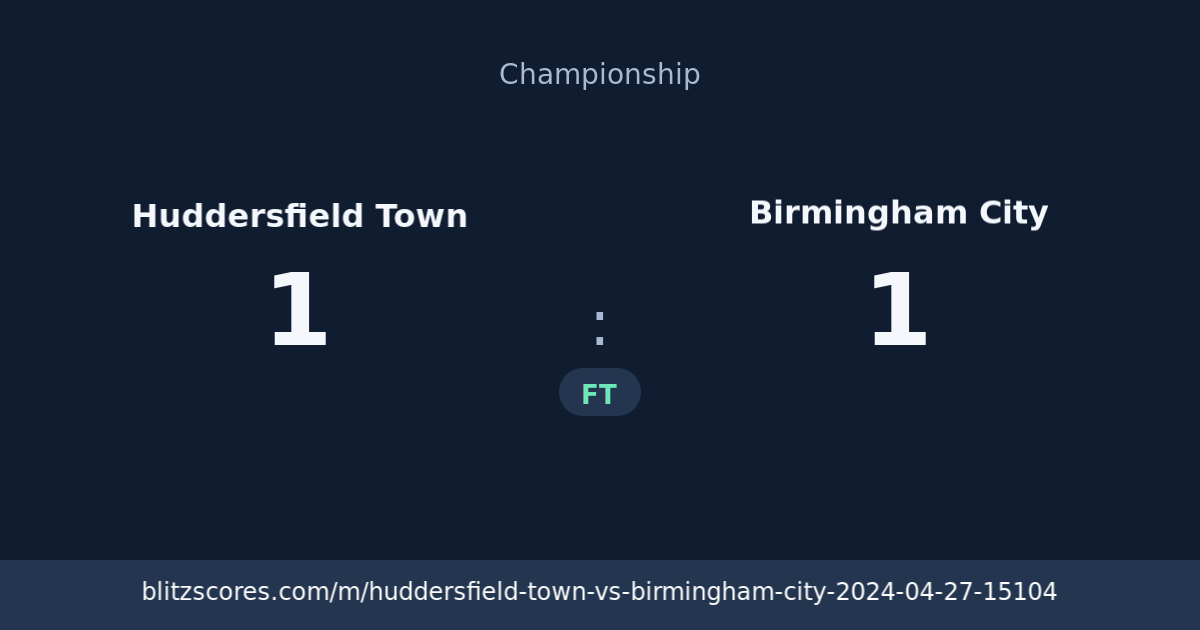 Huddersfield Town vs Birmingham City score card