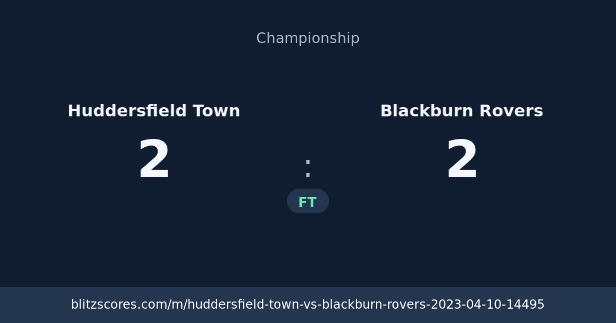 Huddersfield Town vs Blackburn Rovers score card
