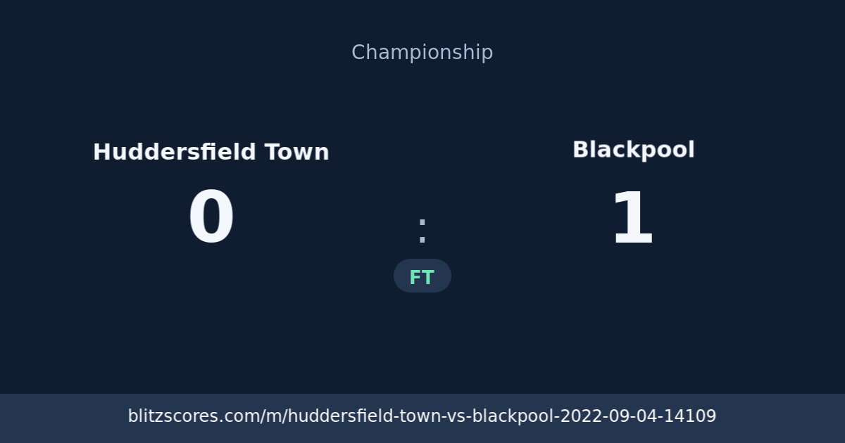 Huddersfield Town vs Blackpool score card