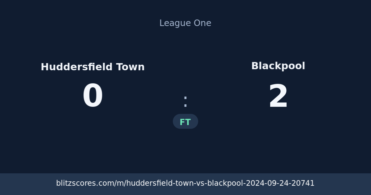 Huddersfield Town vs Blackpool score card