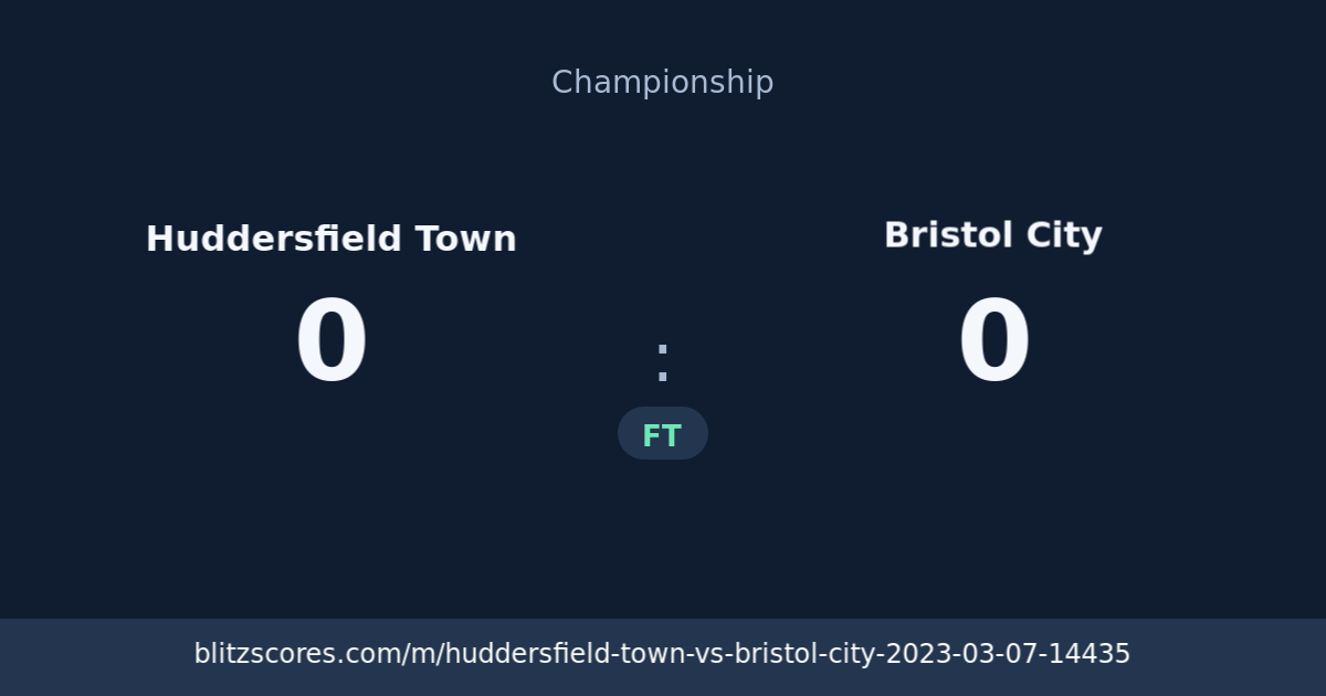 Huddersfield Town vs Bristol City score card