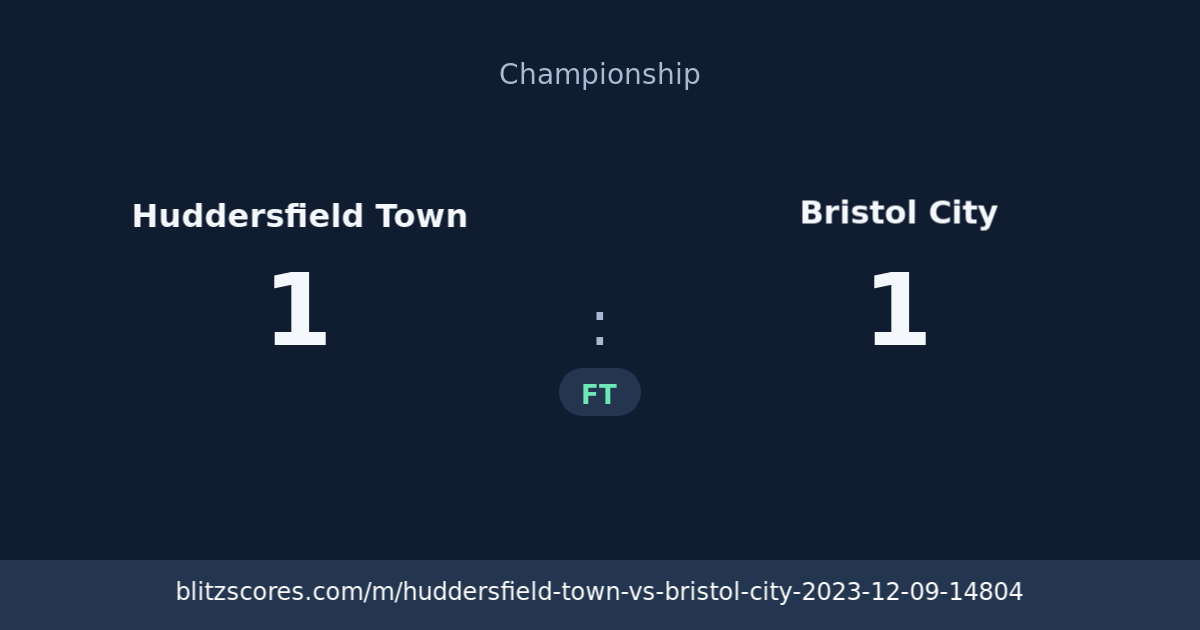 Huddersfield Town vs Bristol City score card