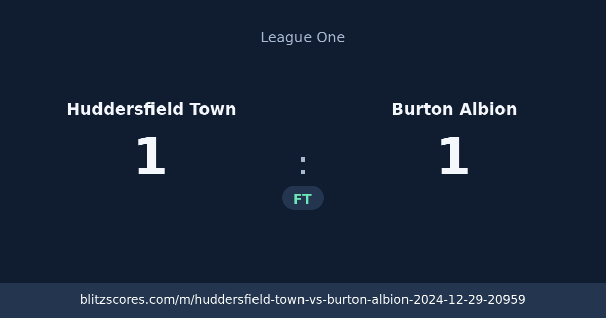 Huddersfield Town vs Burton Albion score card