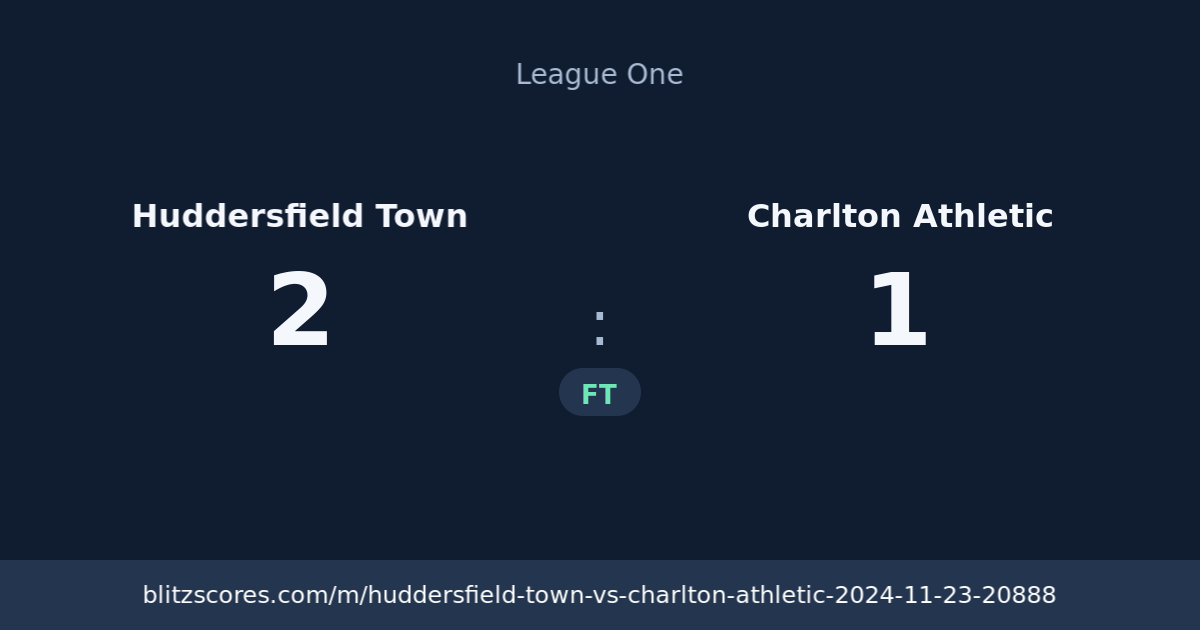 Huddersfield Town vs Charlton Athletic score card