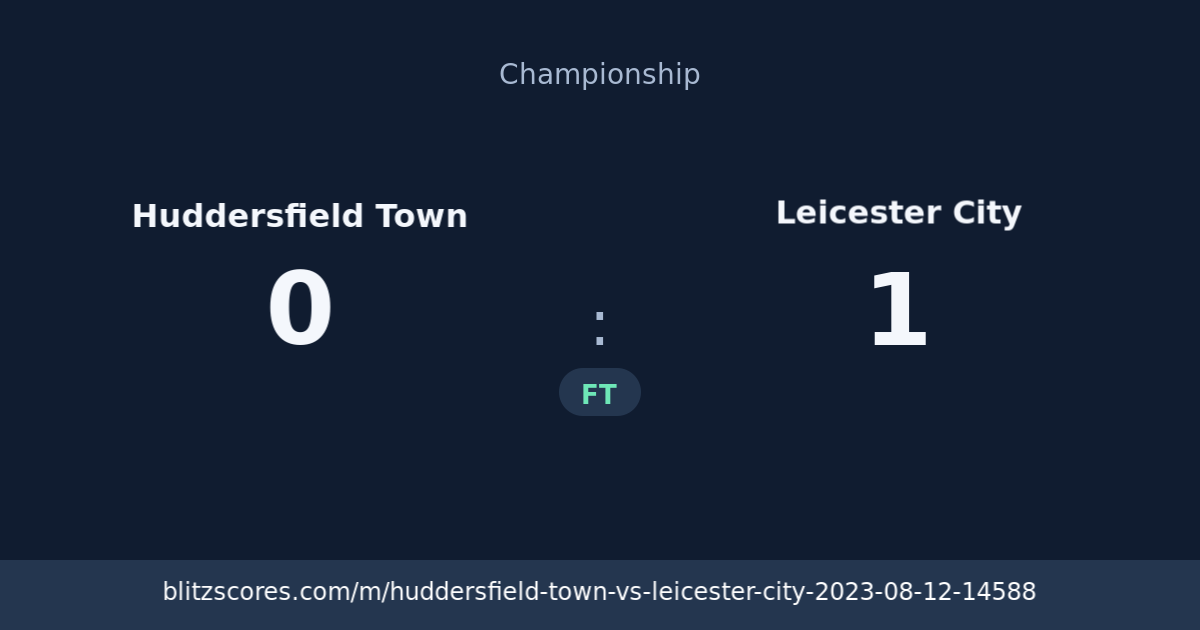 Huddersfield Town vs Leicester City score card