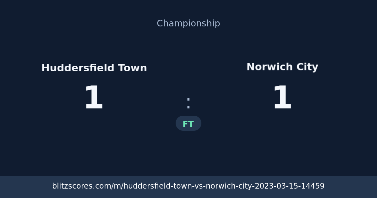 Huddersfield Town vs Norwich City score card