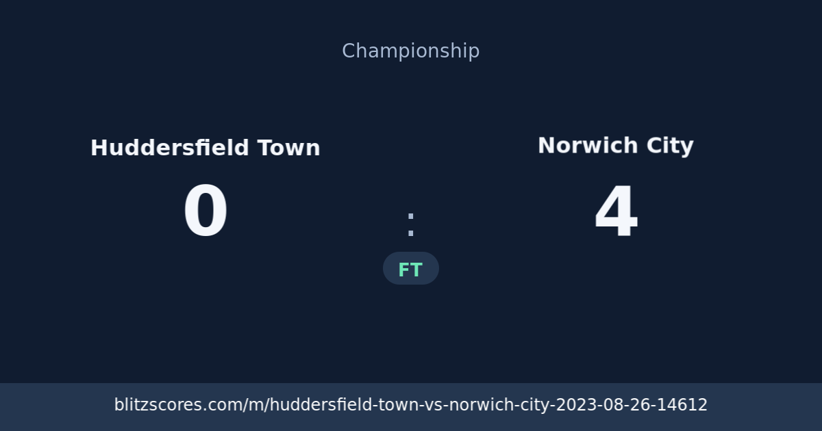 Huddersfield Town vs Norwich City score card