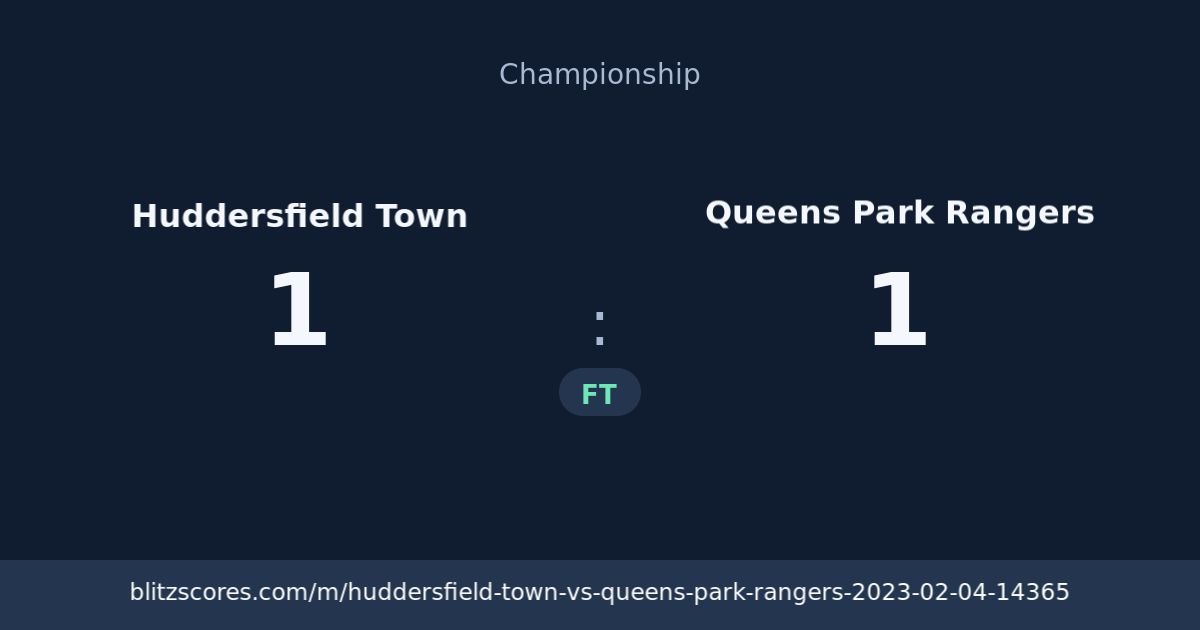 Huddersfield Town vs Queens Park Rangers score card