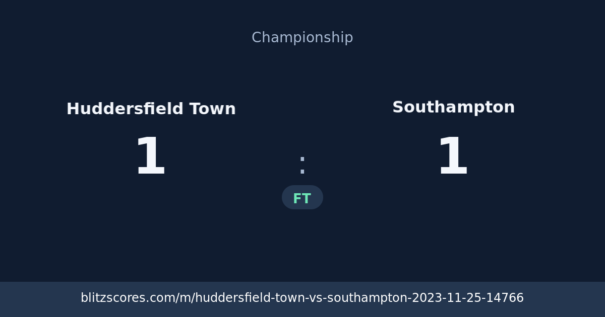 Huddersfield Town vs Southampton score card