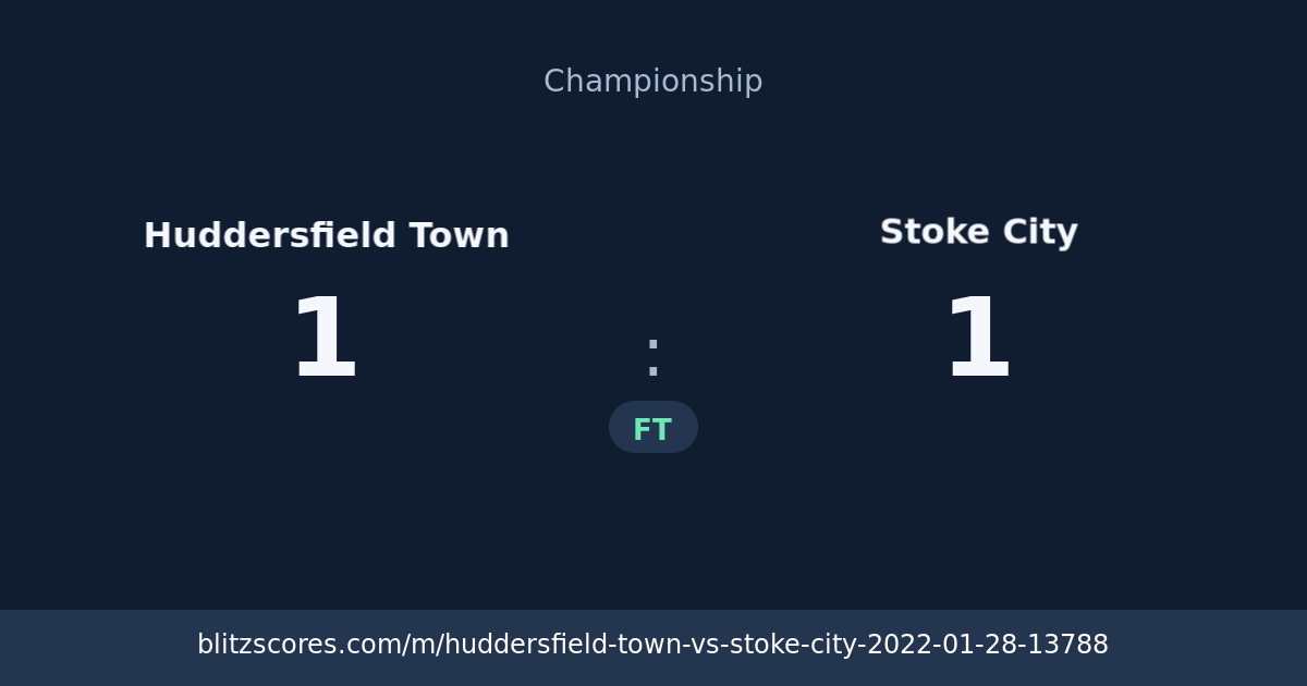 Huddersfield Town vs Stoke City score card